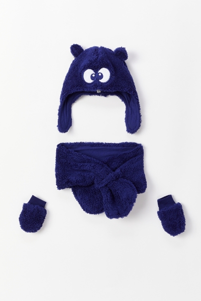Resim Bebek Şapka Seti-Lws - 869-Mor Lacivert