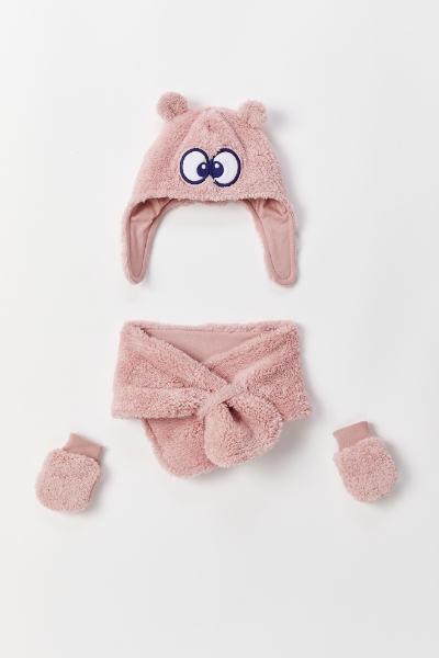 Resim Bebek Şapka Seti-Lws - 360-Vizon Pembe