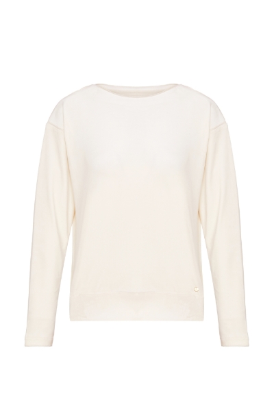 Resim V yaka kadife bluz-Thb - 169-Vanilya Rengi