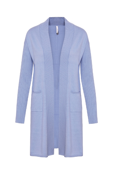 Resim Cep detaylı triko hırka-Mhf - 862-Donuk Mavi