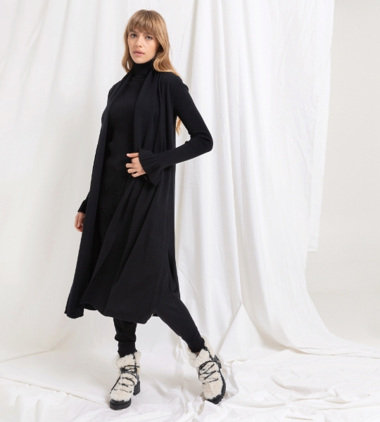 Resim Uzun yırtmaç detaylı triko yelek-Mhe - GNL198