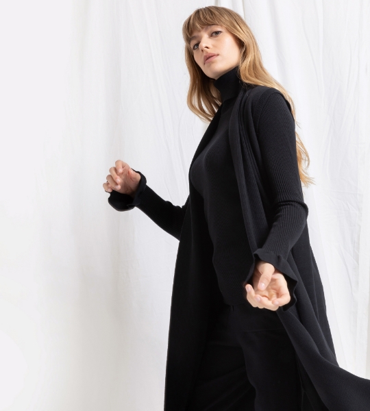 Resim Uzun yırtmaç detaylı triko yelek-Mhe - GNL198