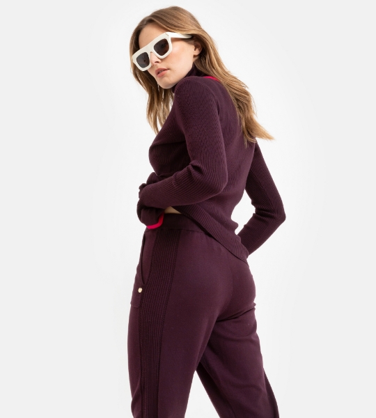 Resim Balıkçık yaka triko kazak-Mhb - 333-Şarap Rengi