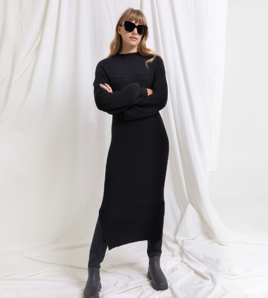 Resim Balıkçı yaka triko uzun elbise-Mda - GNL198