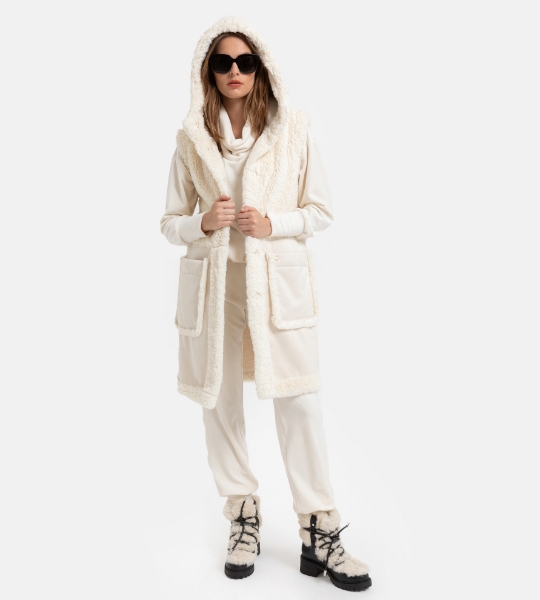 Resim Parça cep detaylı yapay kürk yelek-Tnc - 169-Vanilya Rengi