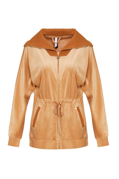 Resim Fermuarlı fileto cepli kadife hırka-Thf - 231