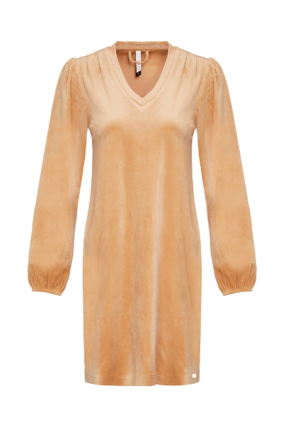 Resim V yaka kadife elbise-Tda - 231