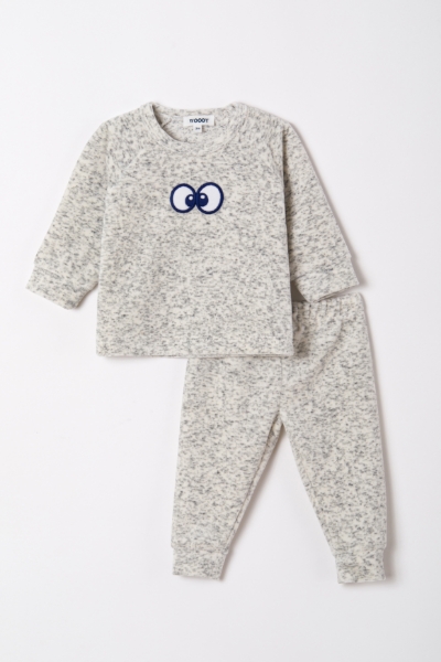 Resim Pamuklu Erkek Bebek Pijama-Vpd - 156-Krem Melanj