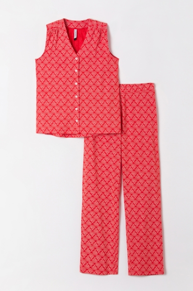 Resim Kadın Pijama-Hkn - 956-Kırmızı Puantiyeli