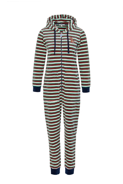 Resim 10-16 Yaş Kadife Unisex Tulum-One - 918-Sincap Temalı Çok Renkli Çizgili