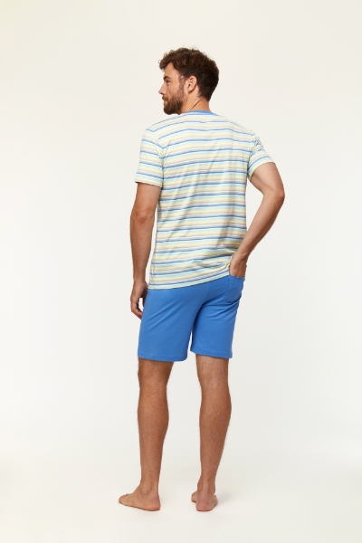 Resim Erkek Pijama-Pss - 904-Balina Temalı Çizgili Mavi