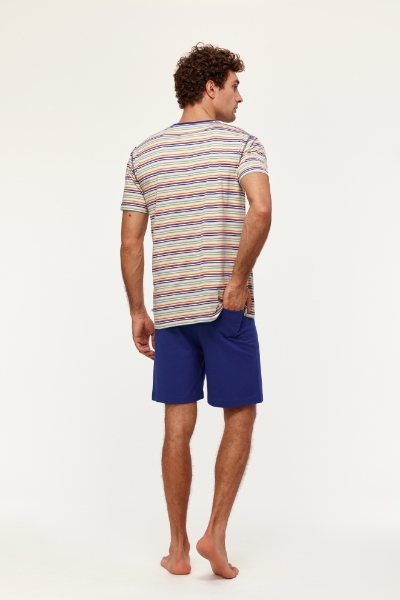 Resim Erkek Pijama-Pus - 906-Kaplumbağa Temalı Çizgili Turuncu