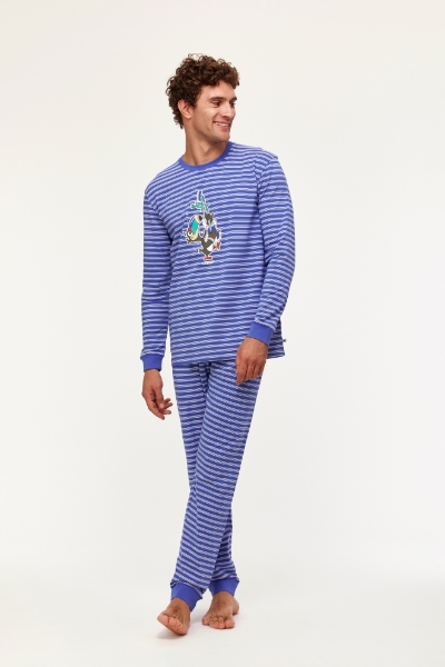 Resim Erkek Pijama-Plc - 915-Tukan Temalı Çizgili Ekru