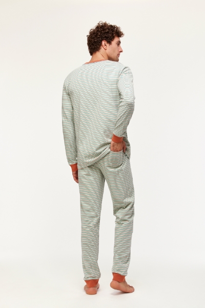 Resim Erkek Pijama-Plc - 914-Kaplumbağa Temalı Çizgili Turuncu