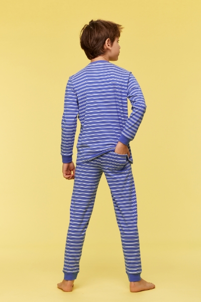 Resim 2-8 Yaş Erkek Çocuk Pijama-Plc - 915-Tukan Temalı Çizgili Ekru