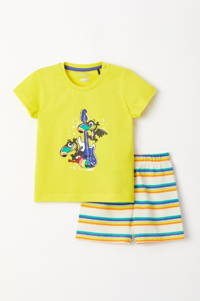 Resim Pamuklu Erkek Bebek Pijama-Pss - 651-Sarı