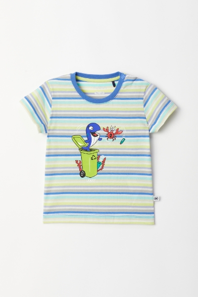 Resim Pamuklu Erkek Bebek Pijama-Pss - 904-Balina Temalı Çizgili Mavi