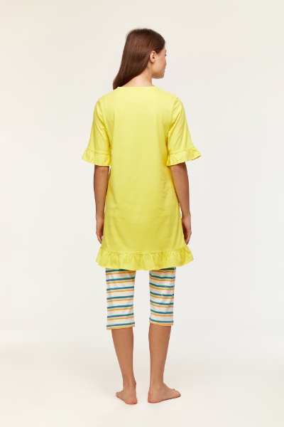 Resim Kadın Pijama-Tun - 651-Sarı