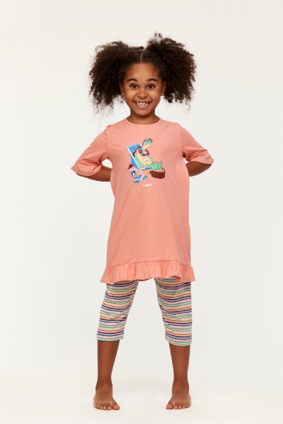 2-8 Yaş Kız Çocuk Pijama-Tun - 491-Pudra Pembesi