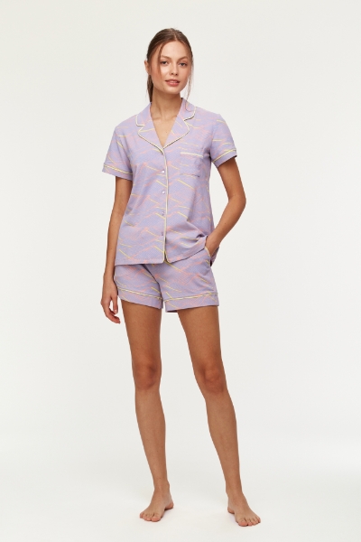 Resim Kadın Pijama-Ype - 965-Whale Temalı Karışık Renkli 