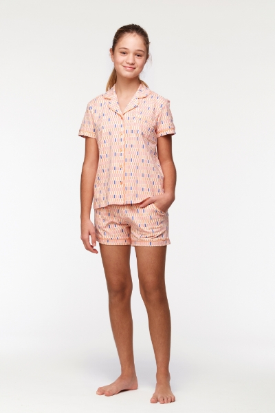 Resim 2-8 Yaş Kız Çocuk Pijama-Ype - 968-Retro Desenli