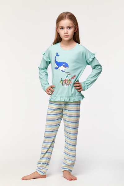 Resim 2-8 Yaş Kız Çocuk Pijama-Plg - 702-Su Yeşili