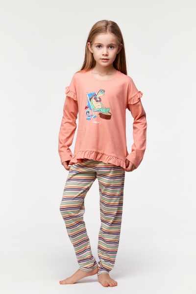 Resim 10-16 Yaş Kız Çocuk Pijama-Plg - 491-Pudra Pembesi