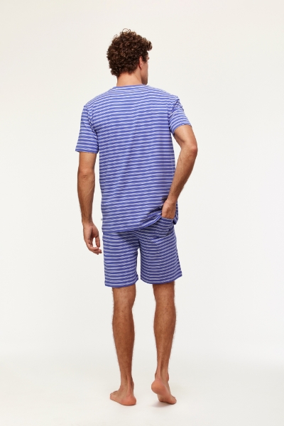 Resim Erkek Pijama-Pza - 915-Tukan Temalı Çizgili Ekru