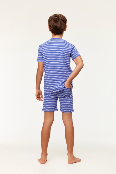 Resim 2-8 Yaş Erkek Çocuk Pijama-Pza - 915-Tukan Temalı Çizgili Ekru