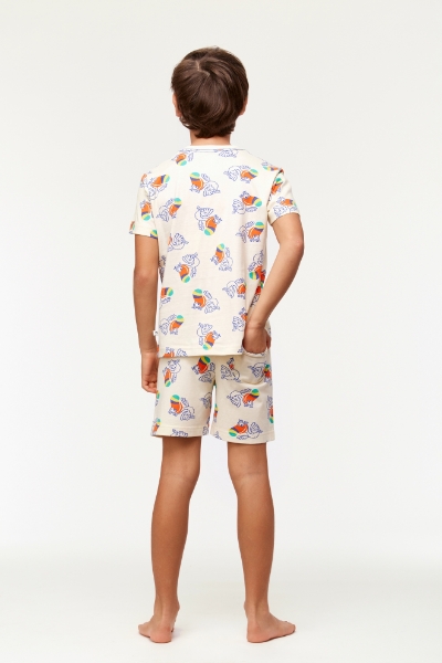 Resim 2-8 Yaş Erkek Çocuk Pijama-Pza - 912-Tukan Baskılı Ekru