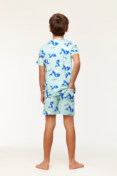 Resim 2-8 Yaş Erkek Çocuk Pijama-Pza - 910-Balina Baskılı Mavi