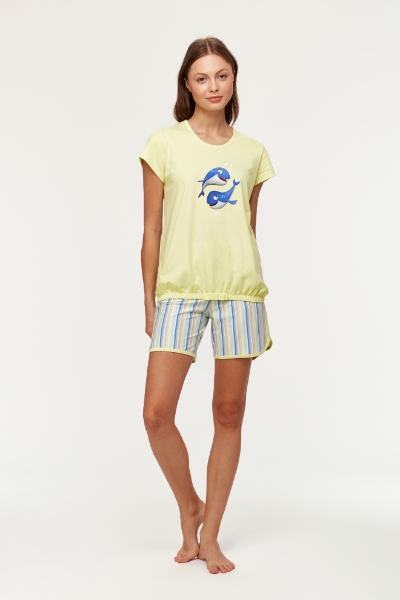 Resim Kadın Pijama-Bst - 602-Güneş Sarısı