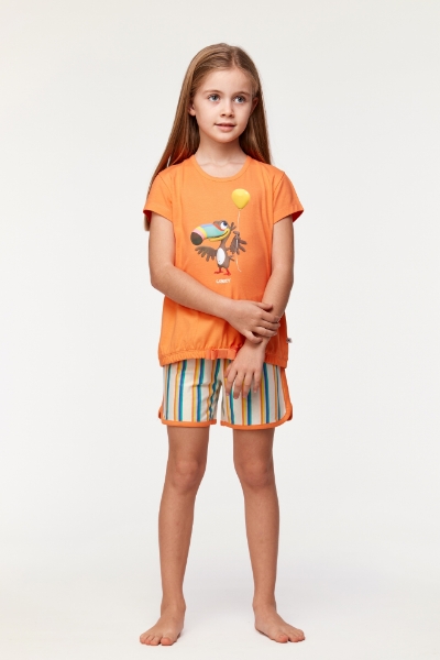Resim 2-8 Yaş Kız Çocuk Pijama-Bst - 539-Papaya Rengi
