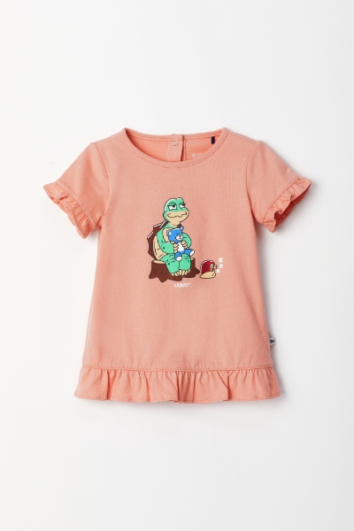 Resim Pamuklu Kız Bebek Pijama-Tun - 491-Pudra Pembesi
