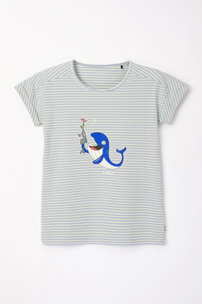 Resim Kadın Pijama-Pzg - 916-Balina Temalı Çizgili Mavi