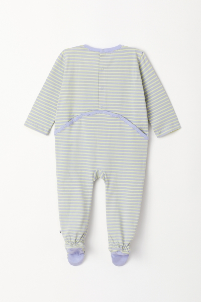 Resim Bebek Tulumu-Rbz - 916-Balina Temalı Çizgili Mavi
