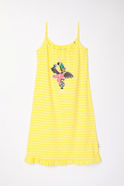 Resim Kadın Gecelik-Dzb - 918-Tukan Temalı Çizgili Sarı