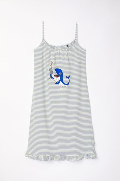 Resim Kadın Gecelik-Dzb - 916-Balina Temalı Çizgili Mavi