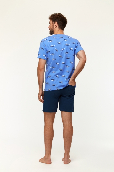 Resim Erkek Pijama-Qpa - 928-Balina Temalı Baskılı Mavi