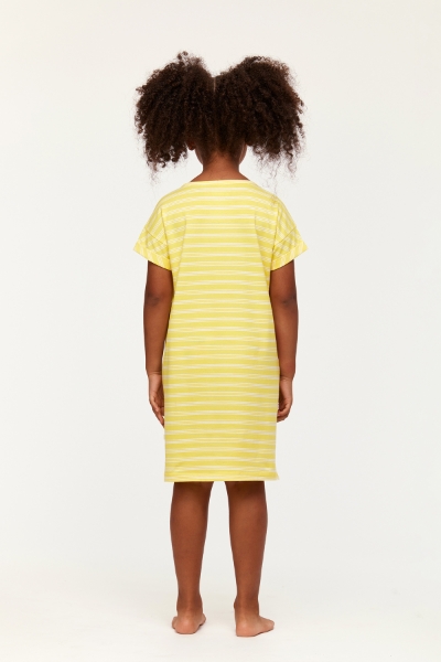 Resim 2-8 Kız Çocuk Gecelik-Dza - 918-Tukan Temalı Çizgili Sarı