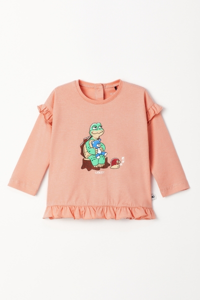 Resim Pamuklu Kız Bebek Pijama-Plg - 491-Pudra Pembesi