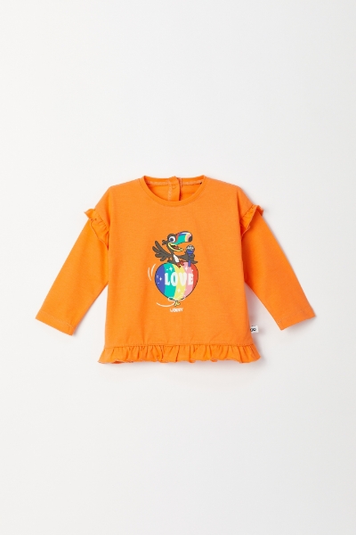 Resim Pamuklu Kız Bebek Pijama-Plg - 539-Papaya Rengi