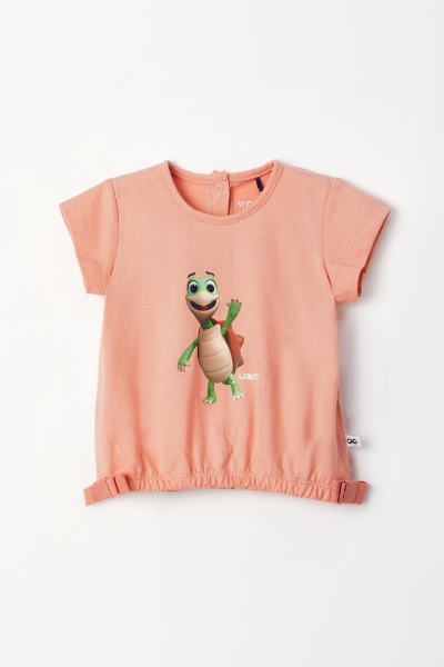 Resim Pamuklu Kız Bebek Pijama-Bst - 491-Pudra Pembesi