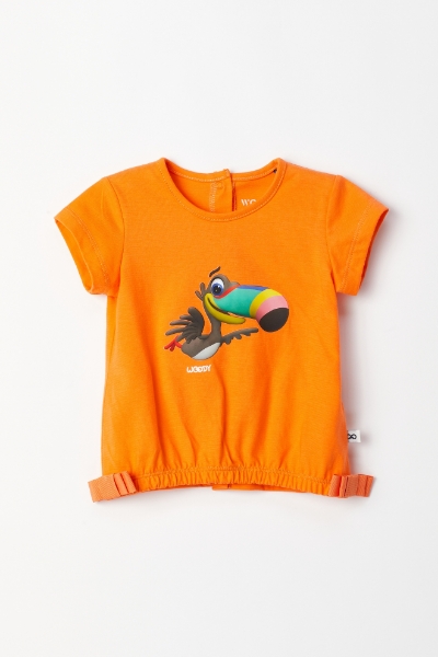 Resim Pamuklu Kız Bebek Pijama-Bst - 539-Papaya Rengi