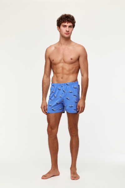 Resim Erkek Boxer-Qlb - 928-Balina Temalı Baskılı Mavi