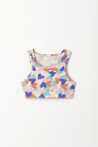 Resim 10-16 Yaş Kız Çocuk Atlet-Yuf - 967-Çok Renkli Kalp Baskılı