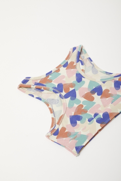 Resim 10-16 Yaş Kız Çocuk Atlet-Yuf - 967-Çok Renkli Kalp Baskılı