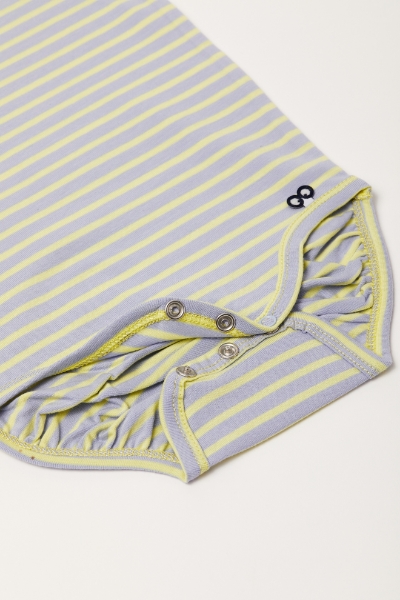 Resim Pamuklu Bebek Body-Res - 916-Balina Temalı Çizgili Mavi