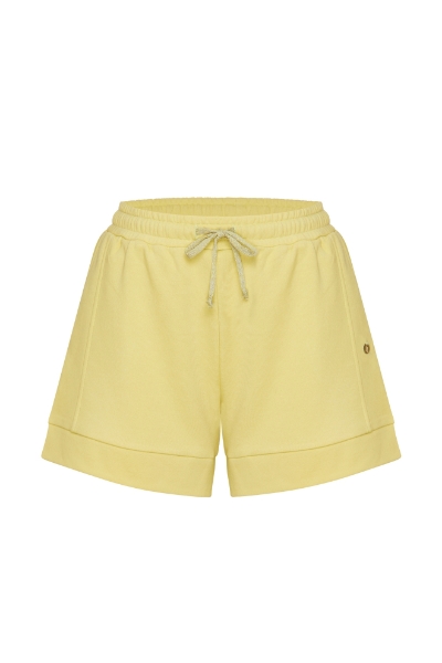 Resim Cepli Sweat Şort-Mle - 707-Sarı