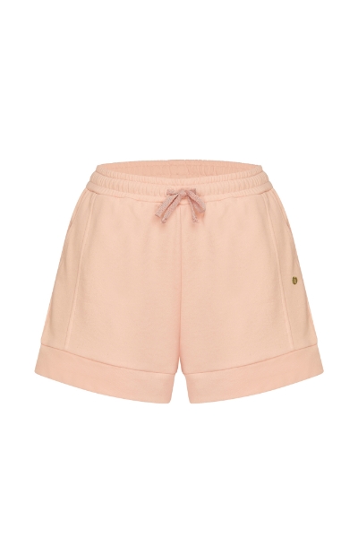 Resim Cepli Sweat Şort-Mle - 523-Şeftali Pembesi